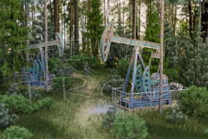 Нефтяные насосы в лесном массиве