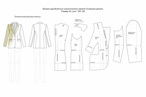Построение выкройки женского однобортного жакета