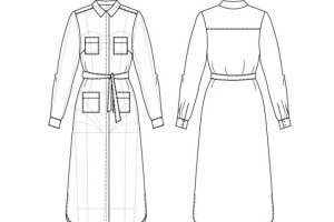 Технический рисунок платья-рубашки
