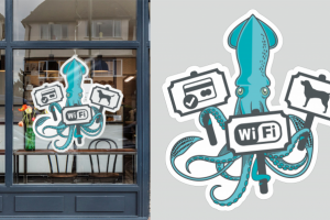 Наклейка на витрину кафе