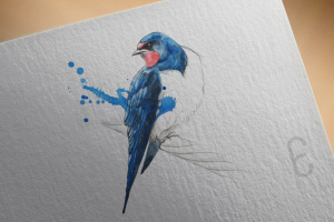 Ласточка - акварель