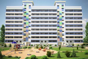 Девятиэтажный жилой дом.Вариант проекта отделки фасада