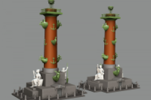 Высокополигональная модель Ростральных колонн, СПБ