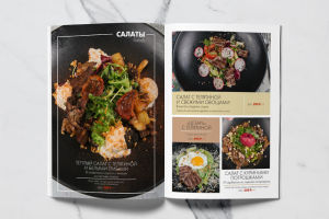 разворот меню ресторана