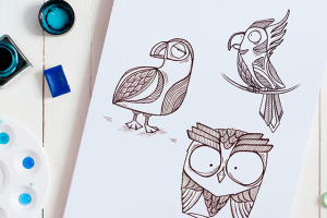 Птички line-art