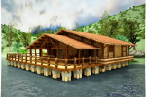 Визуализация бани на реке