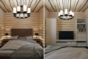 Дизайн-проект срубового дома / Спальная комната