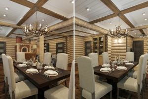 Дизайн-проект срубового дома / Гостиная