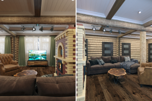 Дизайн-проект срубового дома / Гостиная