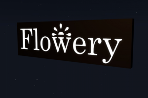3D-визуализация вывески "Flowery" для цветочного магазина