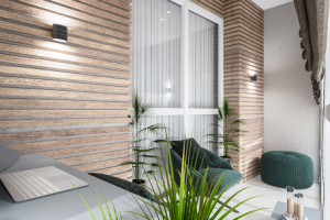 Дизайн и 3D визуализация балкона в квартире студии