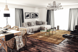 Дизайн и 3D визуализация гостинной .