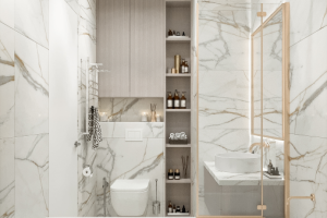 Дизайн и 3D визуализация ванной для молодой девушки.