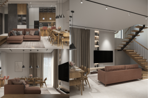 Кухня-гостиная. Визуализация проекта для студии Svetlitsa