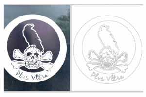 Ворон на черепе. Отрисовка в векторе для плоттерной резки