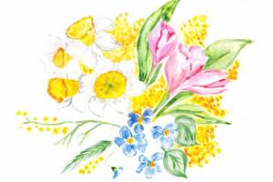 Весенние цветы. Открытка к 8 марта