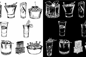 "Стаканы". Рисунок карандашом с последующим переводом в вектор