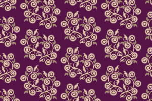 Растительный орнамент на цветном фоне. Бесшовный паттерн