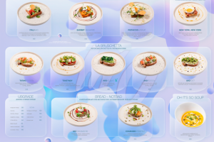 Дизайн баннера меню для рестоклуба, в стиле стекломорфизм