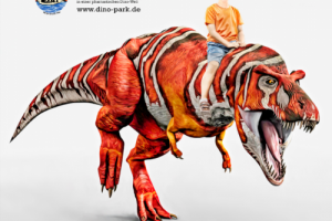 Мальчик на динозавре. Банер для немецкого Дино-парка.