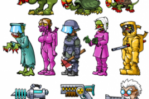 персонажи платформера и пушки