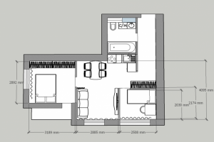 Расстановка мебели в 2-к квартире студии