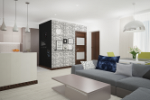 дизайн кухни-гостиной кп Заповедный парк-2