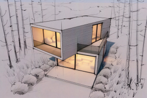 Скетч современного эко-дома