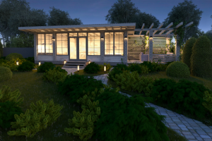 Проект и визуализация беседки с ландшафтом