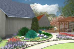 Проект озеленения частной территории, визуализация