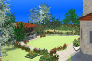 Проект озеленения частной территории, визуализация