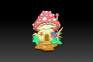 3D моделm домик-гриб для ЧПУ