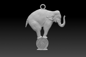 3D модель кулона  Слон для 3D печати