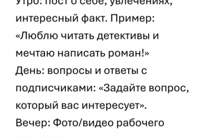 Контент-план для блогера любой тематики на 3 дня.