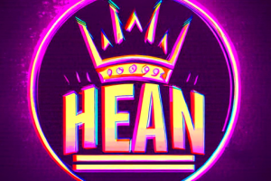 Логотип для Twitch канала Хина, выполненный неоново-пурпурном.