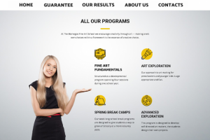 Сайт в 1 экран для предоставления услуг в сфере Арт школа.