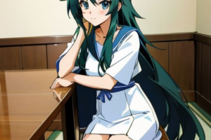 Аниме Арт Длинноволосая одноклассница