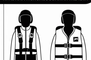 Спасательный жилет для правил безопасности в Outline стиле.