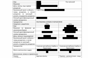 Перевод с сербского языка Свидетельство о рождении
