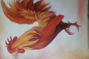 символ 2016 года огненный красный петушок