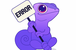 Хамелеон с табличкой Error векторная иллюстрация