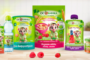 На изображениях представлен графический дизайн логотипа и упаковок для торговой марки "Особинка"