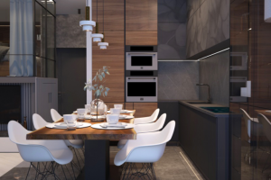 Кухня-гостиная. Квартира на Дмитровском шоссе.