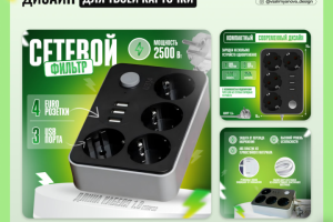 Инфографика карточки товара Сетевой фильтр (удлинитель)