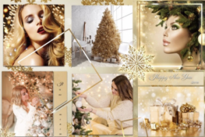 Instagram. Бесшовная лента на 12 штук. Новый год золото