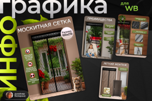 Инфографика для вайлдберриз | Дизайн карточки - Москитная сетка