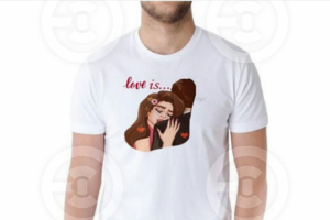 Принт на футболку, портрет в стиле love is,дизайн одежды