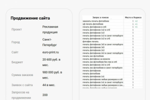Продвижение по запросам euro-print.ru