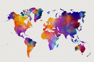 Карта мира акварель