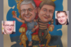 Шарж на руководство (корпоратив). Бум. гуашь, темп.